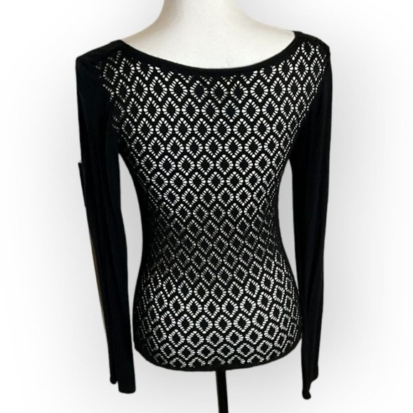 Aeropostale Stretch Woven Pointelle Back Long Sleeve Crewneck Tee Size S - Picture 1 of 6